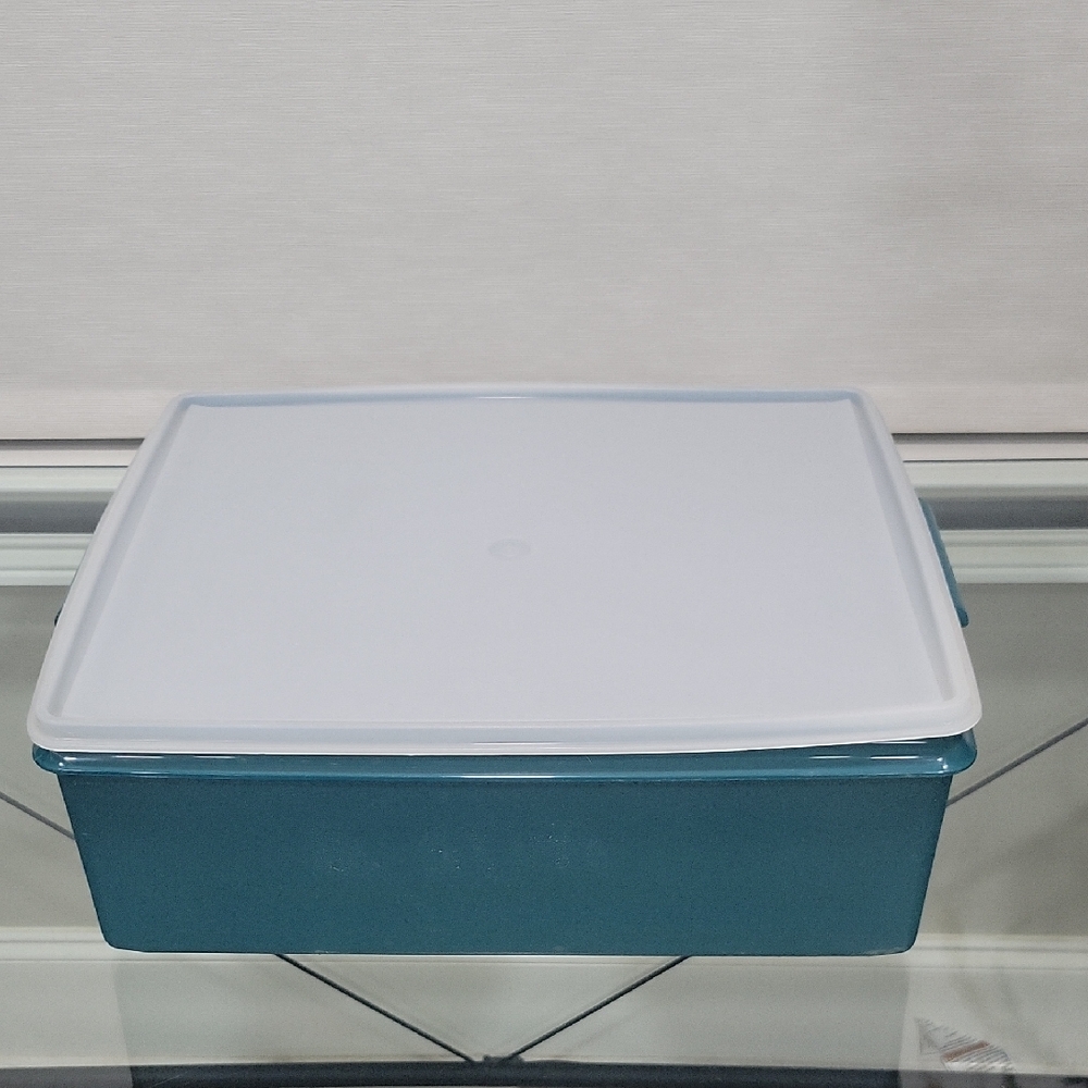 Vintage RARE Lg. dark green Tupperware container with tight fitting lid/seal.